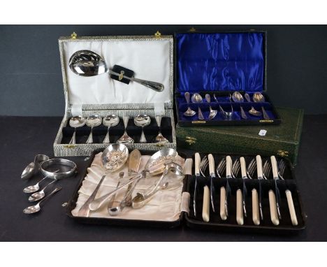 Silver Hallmarked Caddy Spoon, Silver Hallmarked Bangle and Three Silver Hallmarked Egg Spoons together four cased sets of si