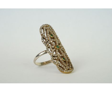 Silver gilt &amp; CZ dress ring 