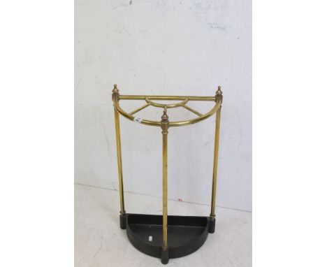 Victorian style Cast Iron and Brass Demi-lune Stick Stand, 38cm wide x 65cm high 