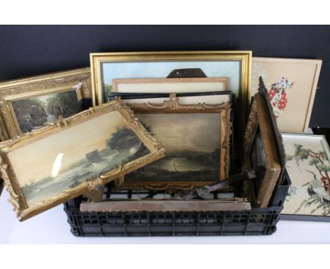 Collection of Paintings including Three 19th / Early 20th century Oil Paintings, Two 19th century Watercolours, Pencil Portra