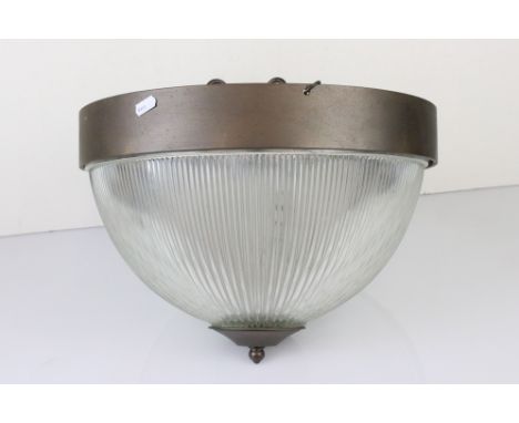 A domed glass ceiling light complete with fittings. 