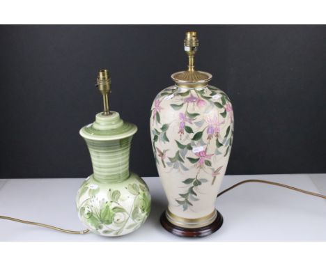 Two ceramic table lamp bases to include a Jersey Pottery example. 