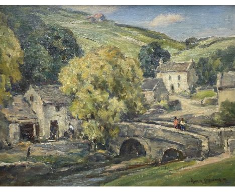 Owen Bowen (Staithes Group 1873-1967): A Yorkshire Hamlet in Swaledale, oil on canvas signed 35cm x 45cmCondition Report:Exce