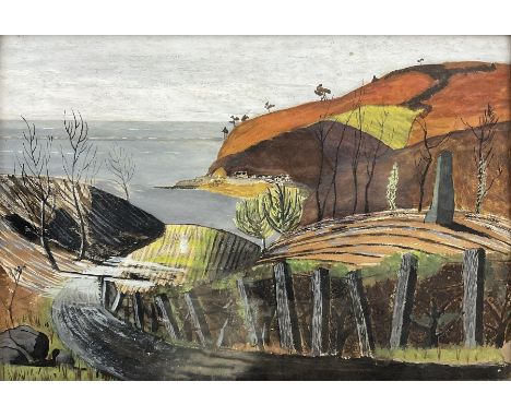 Attrib. Paul Nash (British 1889-1946): The Road to the Sea, gouache and charcoal unsigned 34cm x 50cmCondition Report:Reasona