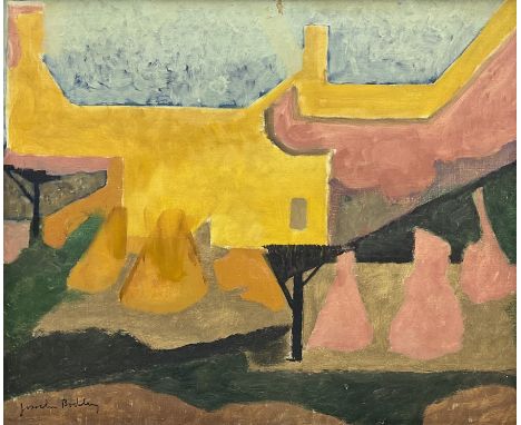 Josselin Reginald Courtenay Bodley (British 1893-1974): Abstract Harvest Landscape, oil on canvas signed 45cm x 54cmCondition