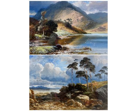 Clarence Henry Roe (British 1850-1909): Scottish Highland Landscapes, pairs oils on canvas board signed 23cm x 33cm (2)Condit