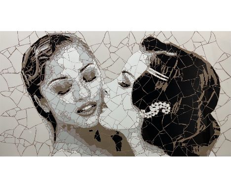Ed Chapman (British 1971-): 'Girl on Girl', ceramic tile mosaic signed titled and dated 2006 verso 62cm x 113cm