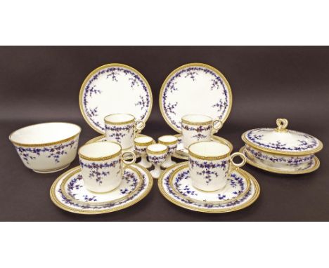 Royal Worcester porcelain tea service, to include lidded tureen and stand, finger bowl, four cups, saucers, side plates and t