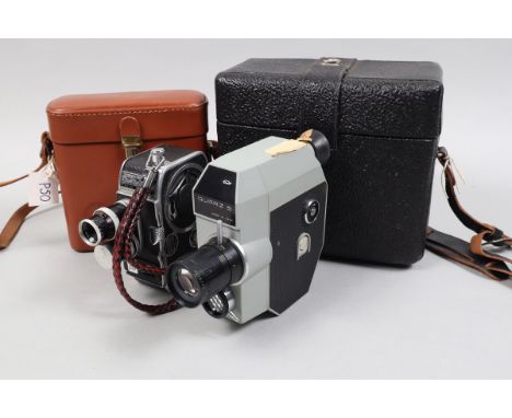 Two 8mm Cine Cameras, a Bolex B8, motor runs, body G, with 38mm f/2.8, 13mm f/1.9 lenses, elements G, in Bolex case and a Qua