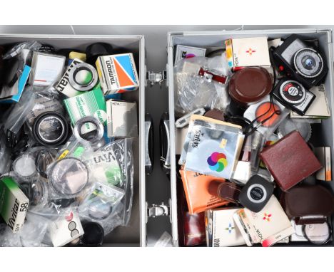 Camera Related Accessories, including a quanity of filters, various types and sizes, manufacturers include, Hoya, Actina, Viv