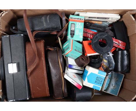 A Tray of Cine Cameras and Camera Related Accessories, incuding a Sankyo Super CME 660, Bell and Howell 172 8mm cine camera b