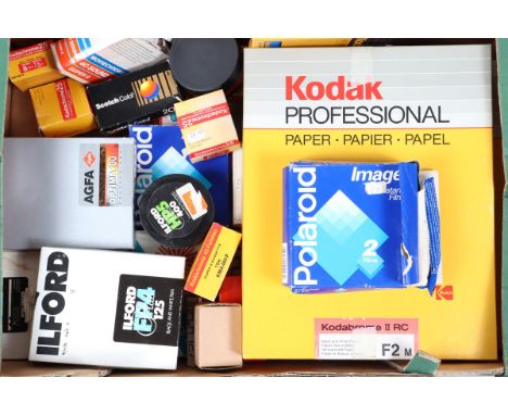 Photograpic Paper and Out of Date Film Stock, inculding four incomplete boxes of Kodabrome II RC F2 M paper, four Polaroid in