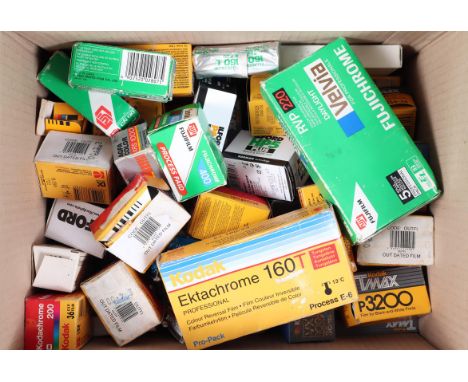 Out of Date Film Stock, 35mm, 120, format, manufacturers include Kodak Fujifilm, Ilford, Polaroid, with some opened boxes of 