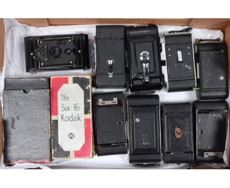 A Tray of Folding Cameras, including two no 3 Autographic Folding Brownies, a Six 20 Kodak Junior, a Kodak Six-16 model C, a 