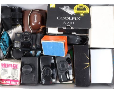 Camera Related Items, including a Konica 80 zoom, Minolta Riva Zoom 90c QD, Pentax Zoom 60-X, other compacts, compact digital