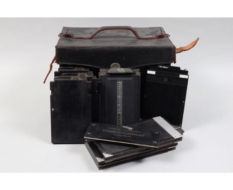 A Quantity of Medium to Large Double Dark Slides, various sizes, typically 4 x 5in, some single slides, brands inculde Grafle