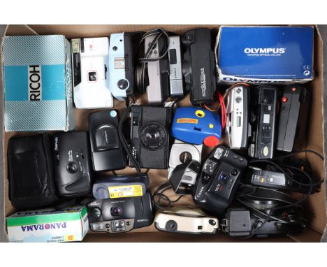 A Tray of Compact Cameras, manufacturers include Olympus, Canon, Ricoh, Nikon and other examples