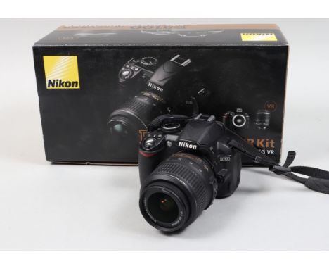 A Nikon D3100 DSLR 18-55mm VR Kit, serial no 7654379, body VG, with AF-S Nikkor 18-55mm f/3.5-5.6G VR lens, camera powers up,