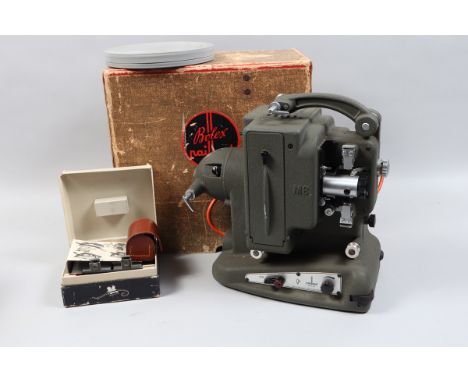 A Paillard Bolex M8 8mm Cine Film Projector, with 20mm f/1.5 Cinor lens, body G, elements G, with spare bulb, film spool, a b