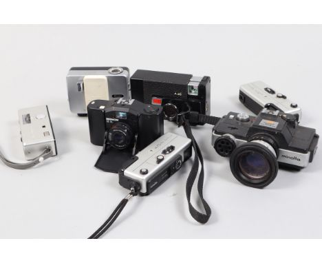 Compact Cameras, a Rollei A 26, shutter fires, otherwise untested, with untested C26 flash, A Minox 35 AL A/F,a minolta 110 z