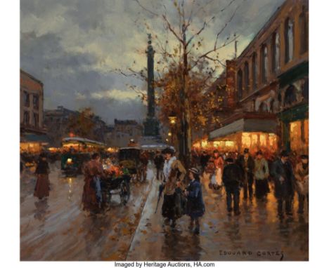 Edouard-Léon Cortès (French, 1882-1969)Place de la BastilleOil on canvas18-1/4 x 21-3/4 inches (46.4 x 55.2 cm)Signed lower r