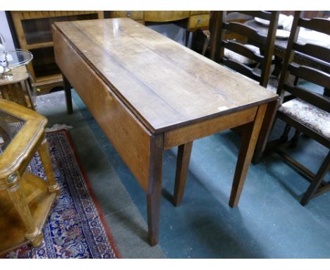 19th century oak twin drop flap gate leg table, length 153 cm, width unextended 60 cm, height 75 cm