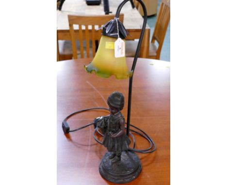 Lamp base formed as a girl with basket
