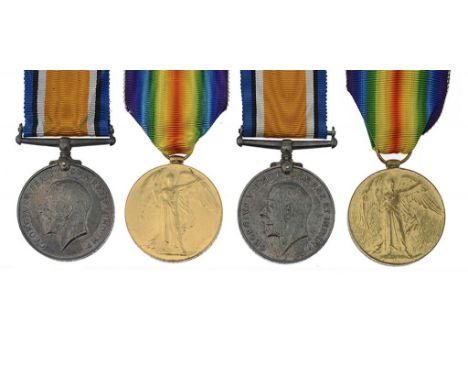WORLD WAR ONE PAIR  British War Medal and Victory Medal 266526 PTE E ROBERTS NOTTS & DERBY R, with card box, Record Office sl