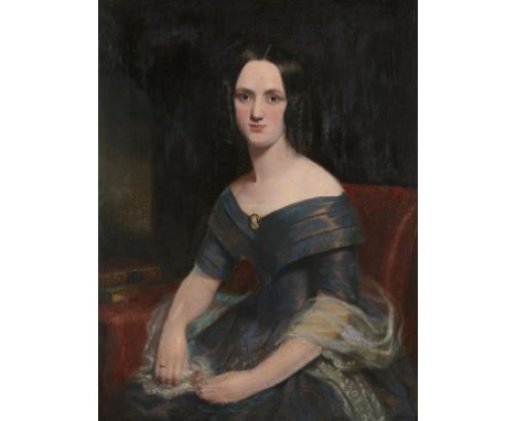 ENGLISH SCHOOL, 19TH CENTURY PORTRAIT OF DR RICHARD ALLEN (1810-1885); PORTRAIT OF  MRS ALLEN IN A BLUE DRESS both seated, ha