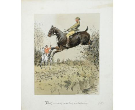 †CHARLES JOHNSON PAYNE, "SNAFFLES" (1884-1967) BLIGHTY  AND ONLY FIVE - AND TWENTY PER CENT OF THE DANGER lithograph, signed 