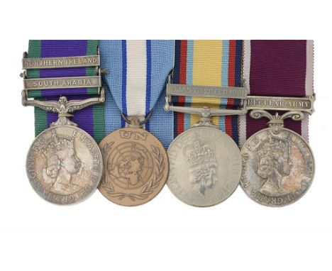 GULF WAR GROUP OF FOUR  General Service Medal, two clasps South Arabia and Northern Ireland, United Nations Medal UNFICYP, Gu