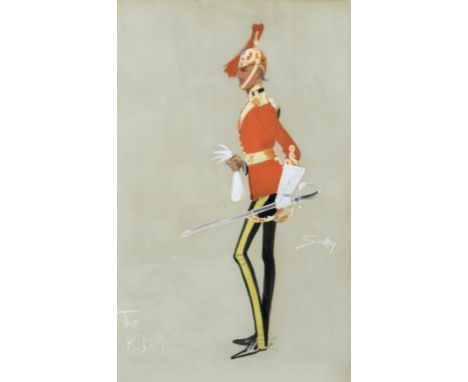 †CHARLES JOHNSON PAYNE, "SNAFFLES" (1884-1967) CARICATURE OF AN OFFICER OF THE KING'S DRAGOON GUARDS signed (Snaffles) and in