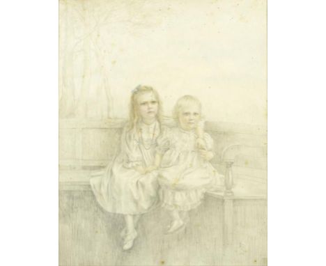 †ALICE LANGFORD SPEAIGHT, NEE CUNDY (1871-1973) DOUBLE PORTRAIT OF TWO  CHILDREN  signed with initials and dated 1905, inscri