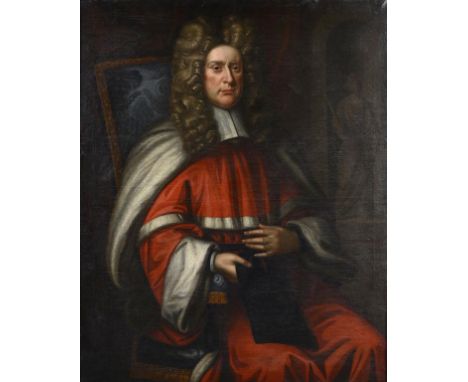 ENGLISH SCHOOL, 17TH CENTURY PORTRAIT OF A JUDGE TRADITIONALLY IDENTIFIED AS SIR WILLIAM DOLBEN seated three quarter length i