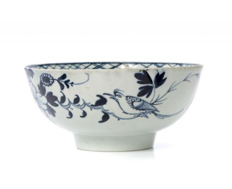 A LIVERPOOL BLUE AND WHITE SLOP BASIN, JAMES PENNINGTON, C1770  painted in underglaze blue with a Bird on the Branch pattern,