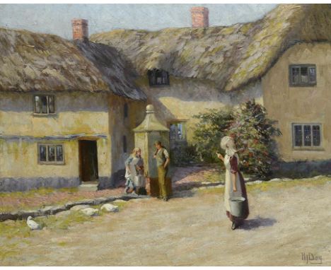 HERBERT J DAY (1844-1914) SHEPHERD'S COTTAGE AT BEER DEVON signed, oil on canvas, 61 x 76cm ++In very good original condition