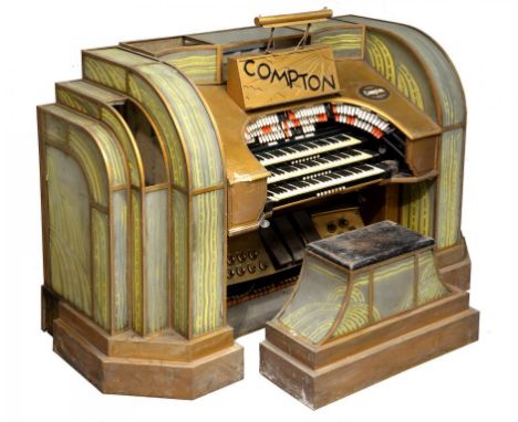 AN ENGLISH CINEMA ORGAN BY THE JOHN COMPTON ORGAN CO, C1930 the three manual stop-key console with 3 x 61 note manuals and 32