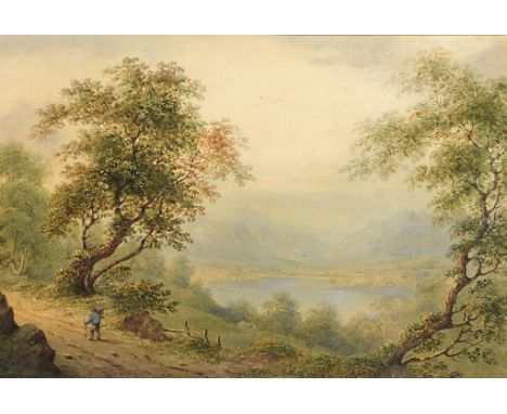 JOSEPH BARBER (1757-1811) NEAR BALA NORTH WALES  watercolour, 21 x 31cm Provenance: Bourne Gallery, Surrey. ++A pleasing char