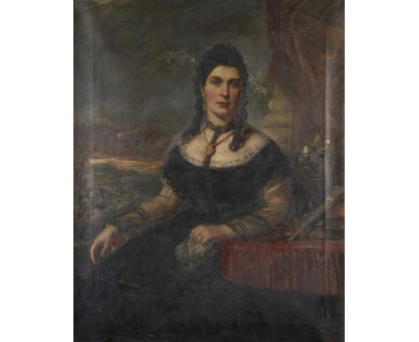 JOHN A HORSBURGH (1853-1924) PORTRAIT OF A LADY three quarter length in a black dress; Portrait of a Gentleman, seated three 