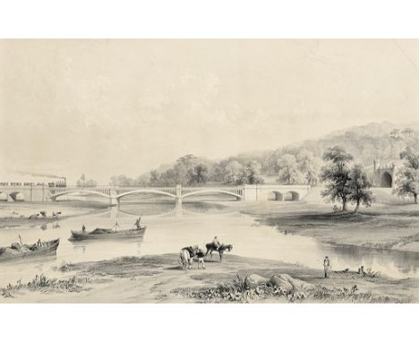†GEORGE HAWKINS THE YOUNGER (1819-1852)  THE IRON BRIDGE OVER THE RIVER TRENT NEAR SAWLEY ON THE LINE OF THE MIDLAND COUNTIES