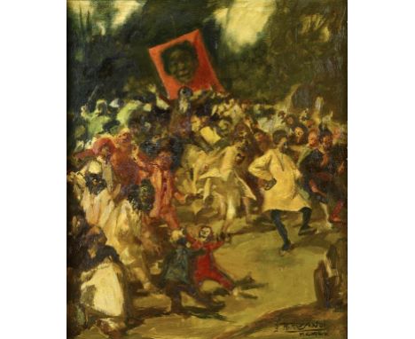 †R RESENOL (FL 1960) CARNIVAL  signed and dated 1960  oil on canvas, 59 x 49cm ++The varnish yellowed and requiring a clean, 