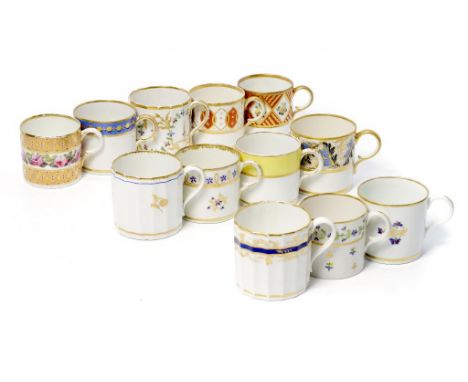 TWELVE DERBY COFFEE CANS, C1795-1805 5.5-6.5cm h, puce mark ++All in satisfactory condition with some light wear, orange grou