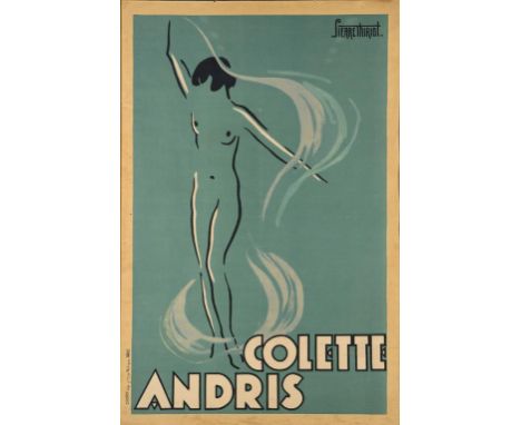 PIERRE THIRIOT (1904-1991) COLETTE ANDRIS  poster, lithograph by Choppy Paris, 119 x 78.5cm ++Creased where folded, some marg