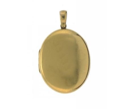 A VICTORIAN GOLD OVAL LOCKET, C1870 3.8cm excluding loop, 13g  ++In fine condition with light signs of wear