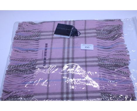 A new with tags Burberry 100% lambs wool pink long scarf with double tassels 150 x 37cm 