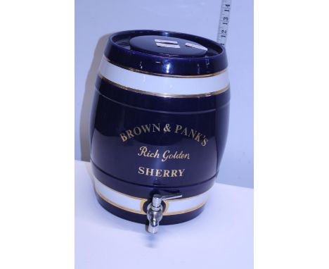A original Brown &amp; Pank's ceramic sherry barrel with working taps 