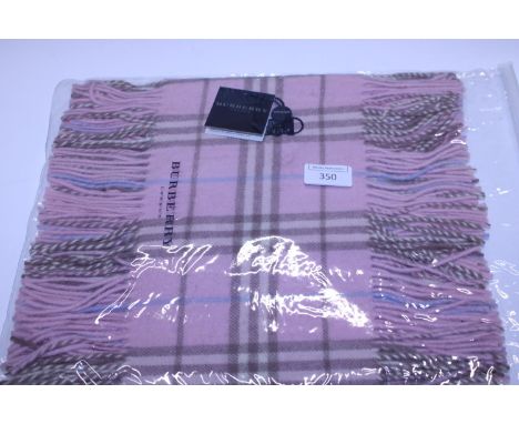 A new with tags Burberry 100% lambs wool pink long scarf with double tassels 150 x 37cm 