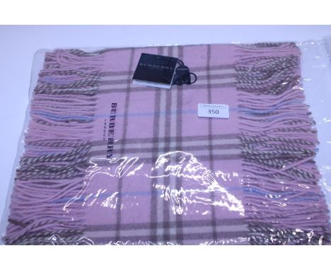 A new with tags Burberry 100% lambs wool pink long scarf with double tassels 150 x 37cm 