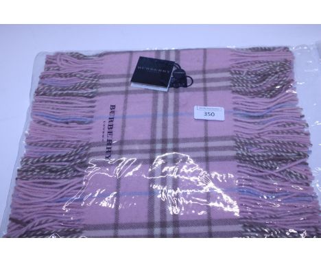 A new with tags Burberry 100% lambs wool pink long scarf with double tassels 150 x 37cm 
