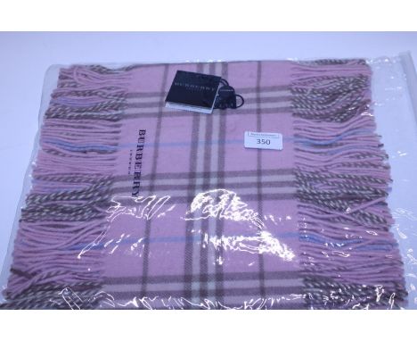 A new with tags Burberry 100% lambs wool pink long scarf with double tassels 150 x 37cm 